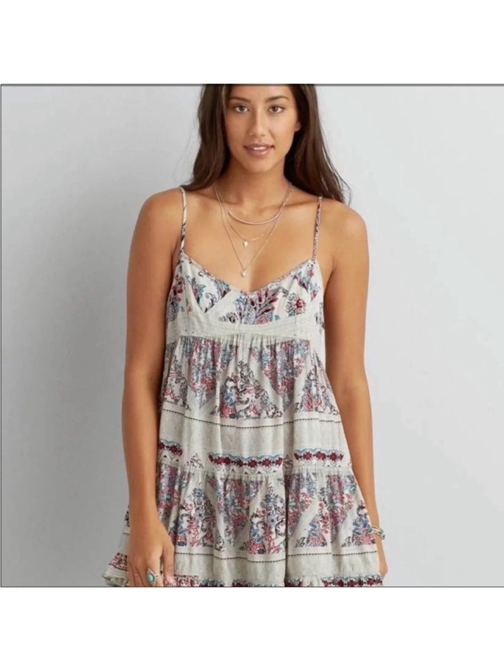 American Eagle Outfitters Cream Floral Mini Dress